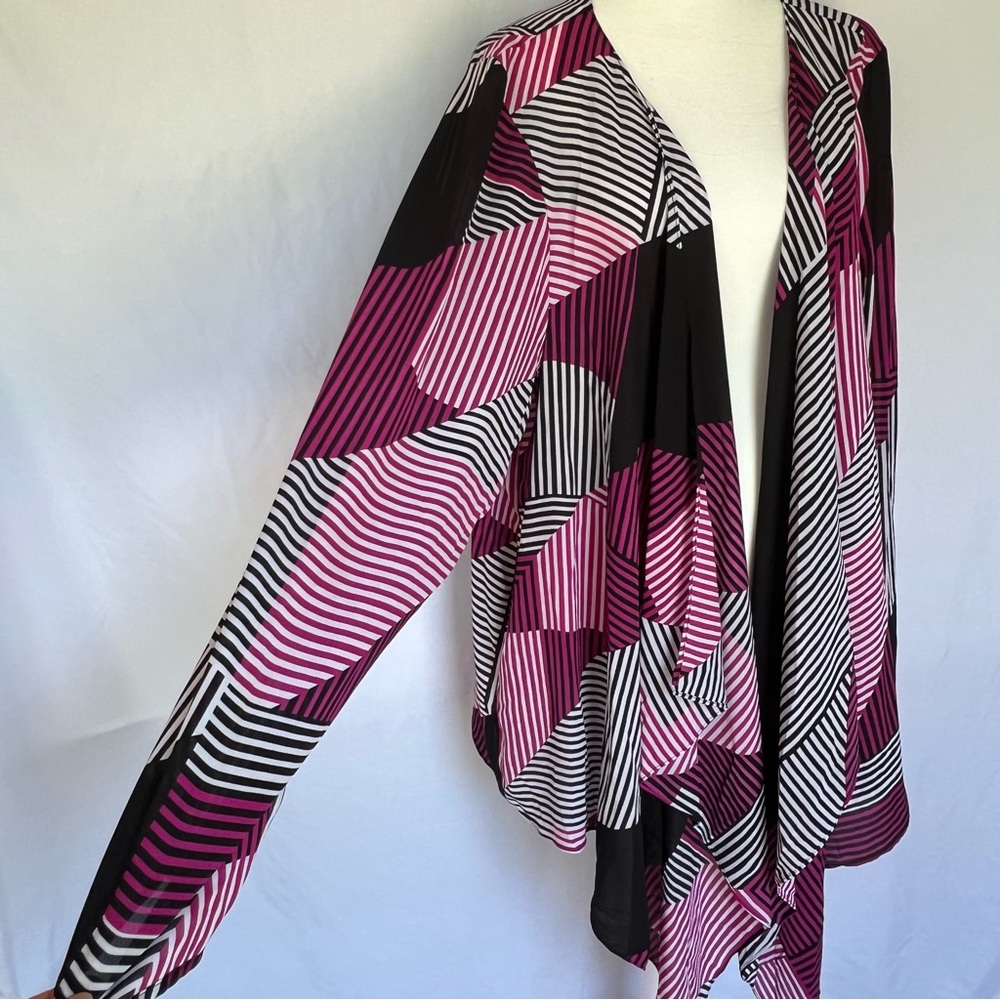 NWT Lane Bryant Sheer Open Front Cardigan Pink and Black  Sz 26-28